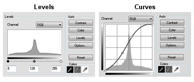 Levels and Curves tools.