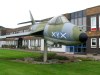 Hunter F6 which is displayed outside the humbrol paints factory at Hull once of 54(F) Sqn it is noted that this aircraft XF509 was once used as a chase plane during the days of the fairey FD2 conversion, that beautiful delta jet made famous by Peter Twiss. - Photo by John Bilcliffe