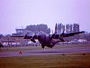  Hercules c130 at Conningsby early 90s making strange marks from propellers on a very wet day.