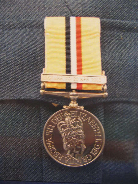 Iraq campaign medal as awarded to reservists of 609  - photo by John Bilcliffe