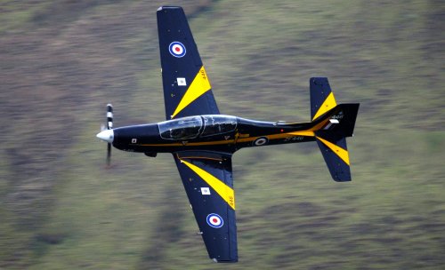  Flt. Lt. Martin Day at low-level in the Tucano T1 - photo by Chris Chambers