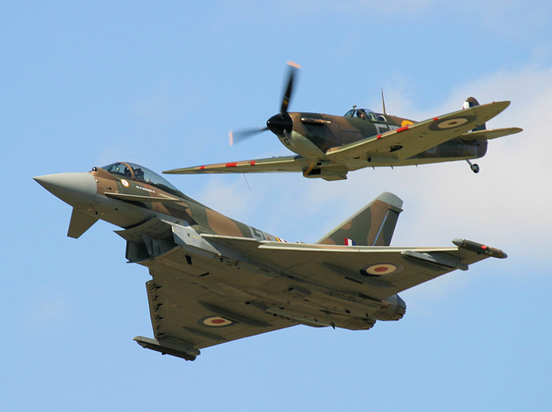 RAF Typhoon & Spitfire Synchro Pair - photo by Webmaster