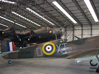 BBMF Spitfires stored alongside Halifax during Elvington Airshow weekend - pic by Duncan Simpson. 