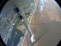 Nimrod over Southport in September 2001 (Taken from the port-side 'beam' window using wide-angle lens looking backwards at the apex of the final pull-up)
